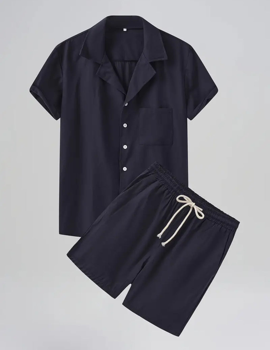 Conjunto de camisa y short azul marino 100% algodón