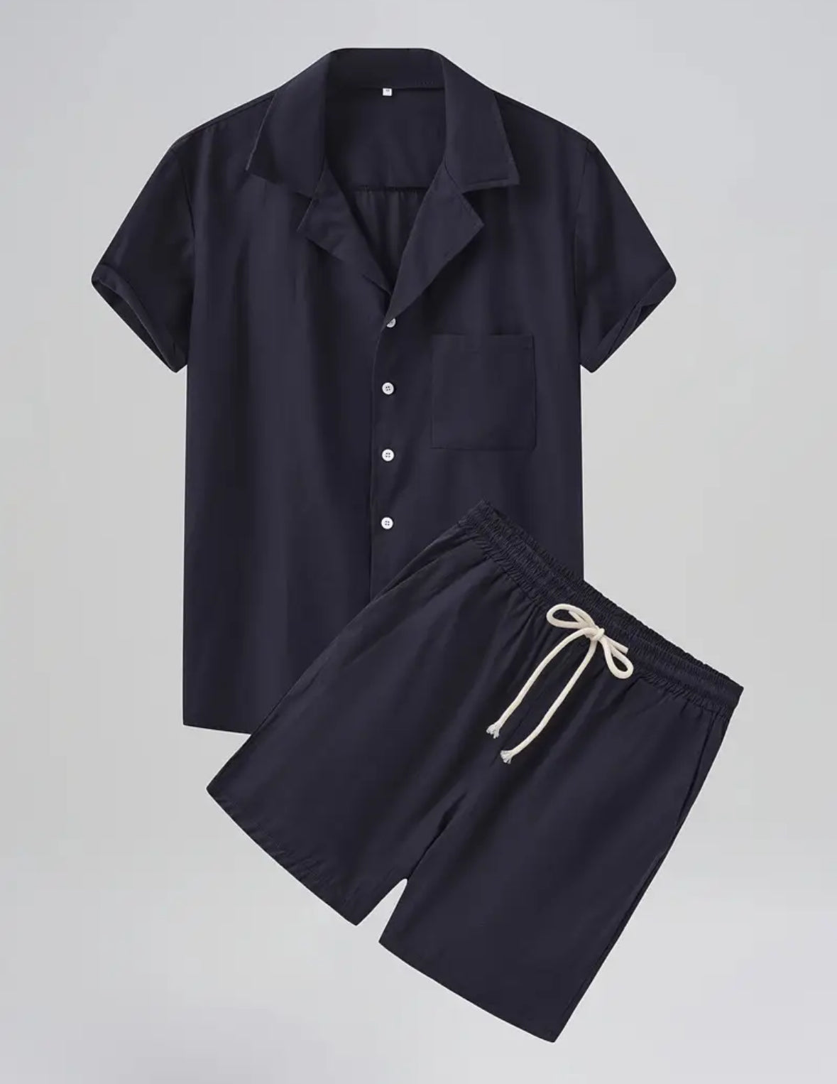 Conjunto de camisa y short azul marino 100% algodón