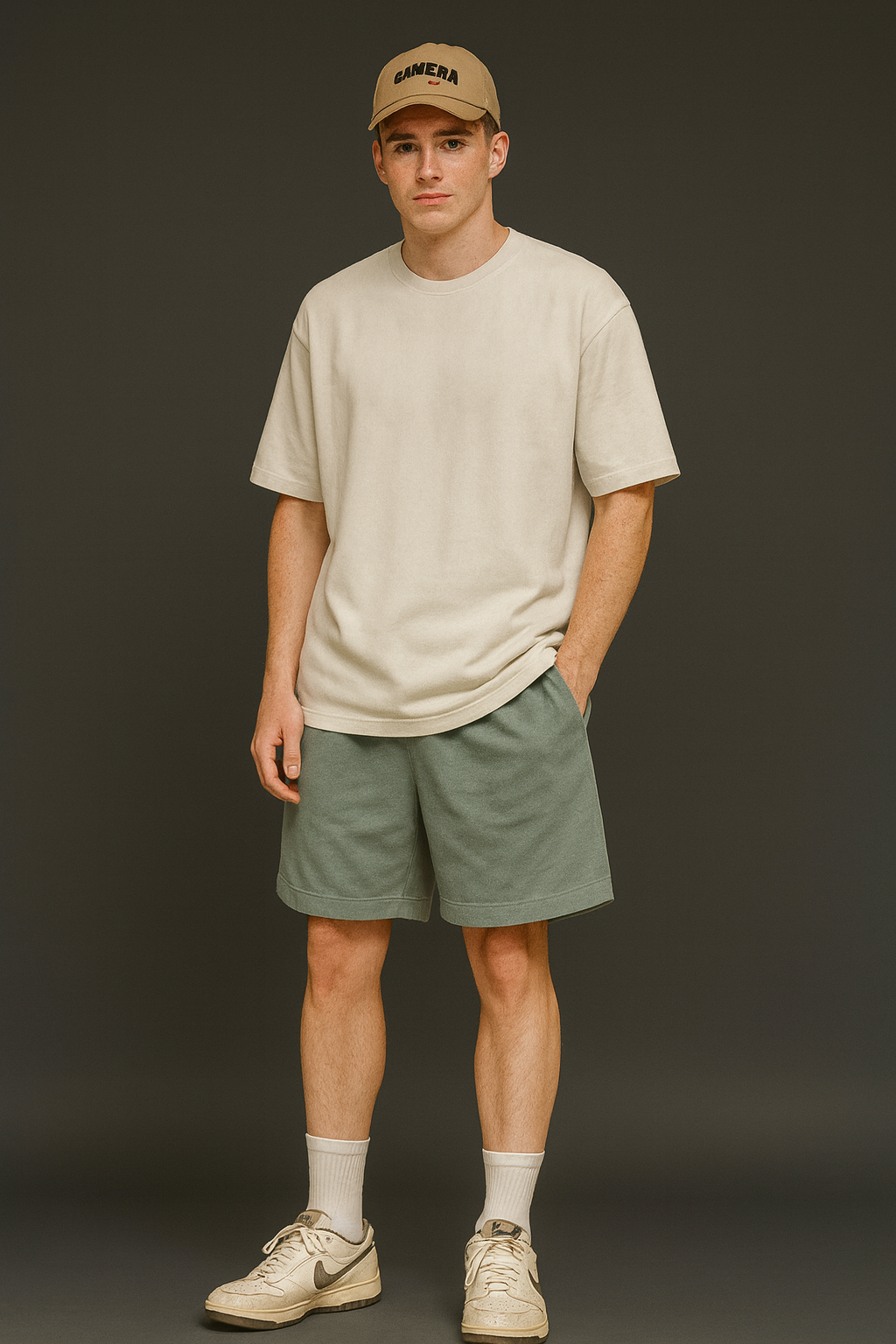 Conjunto Casual Beige & Verde Macha – 100% Algodón