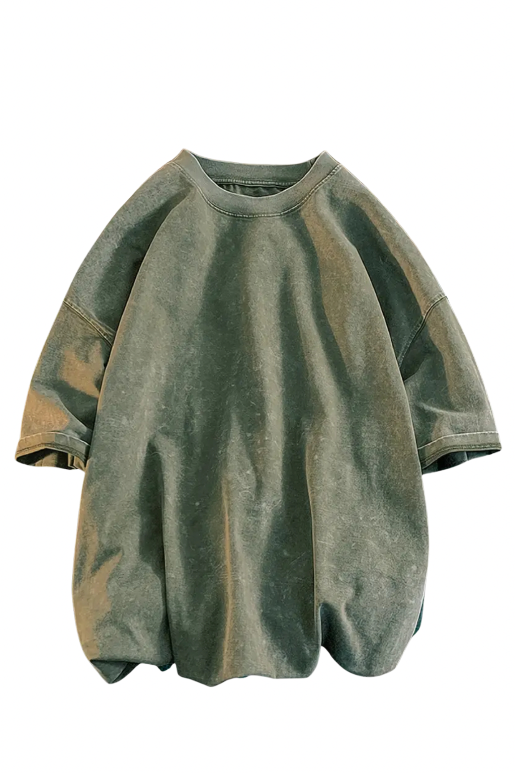 Polo oversize vintage verde desgastado algodón 100% 240 gm