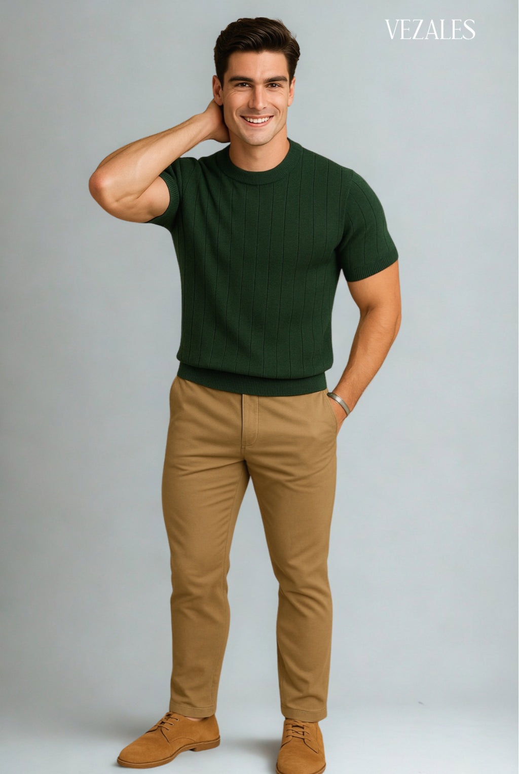 Jersey Verde de Punto – Casual & Moderno