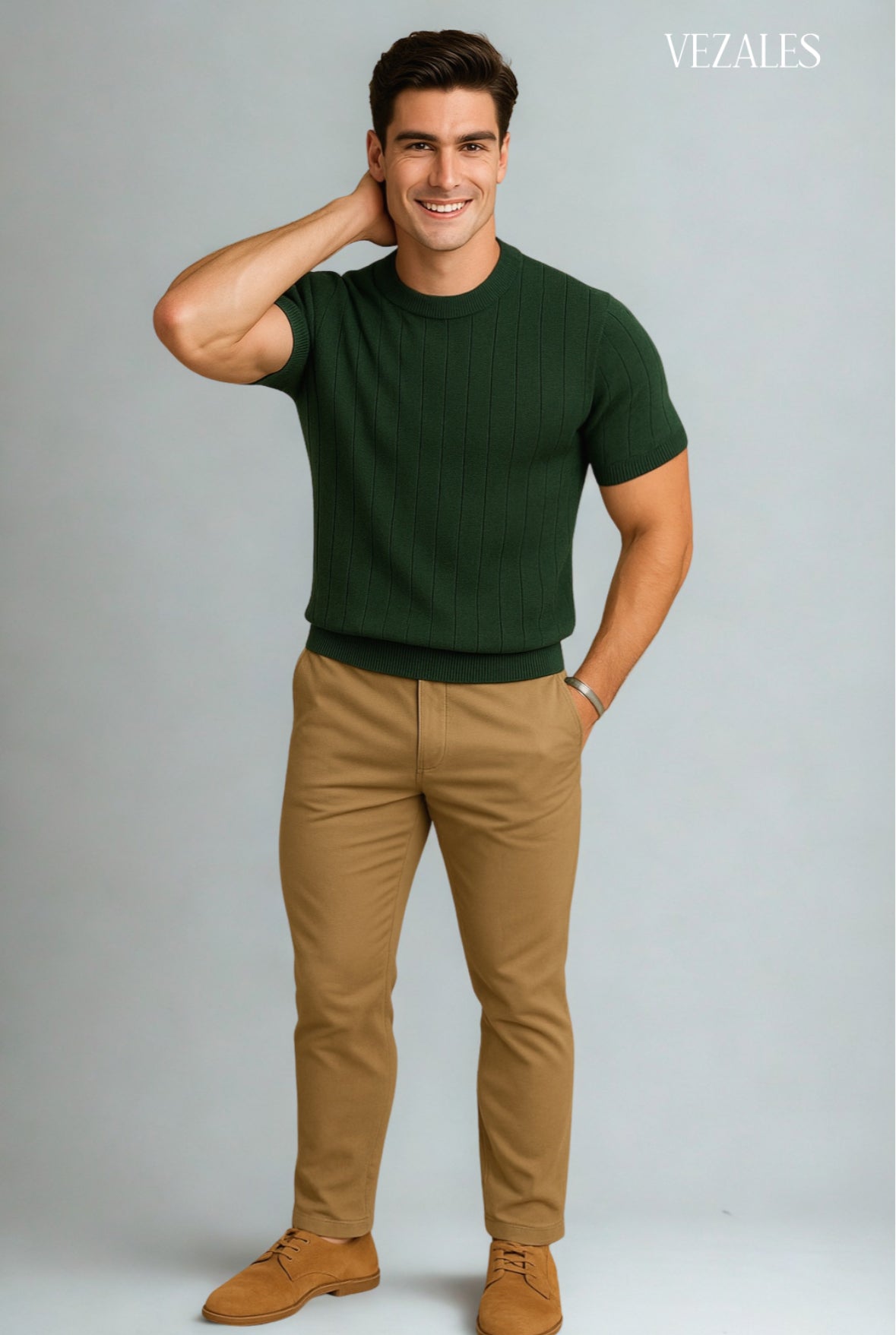 Jersey Verde de Punto – Casual & Moderno