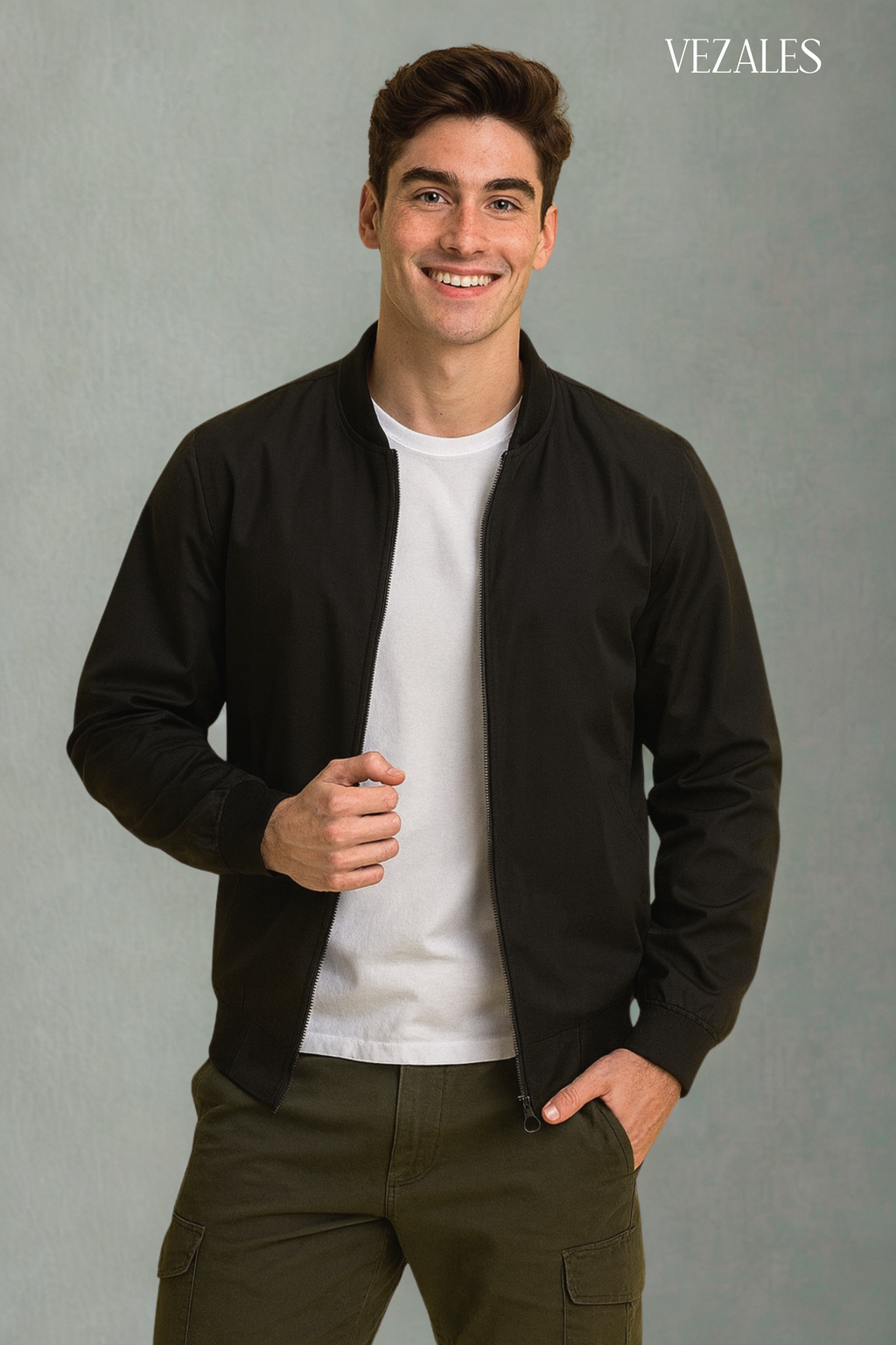 Casaca Negra Estilo Bomber – Vintage & Atemporal