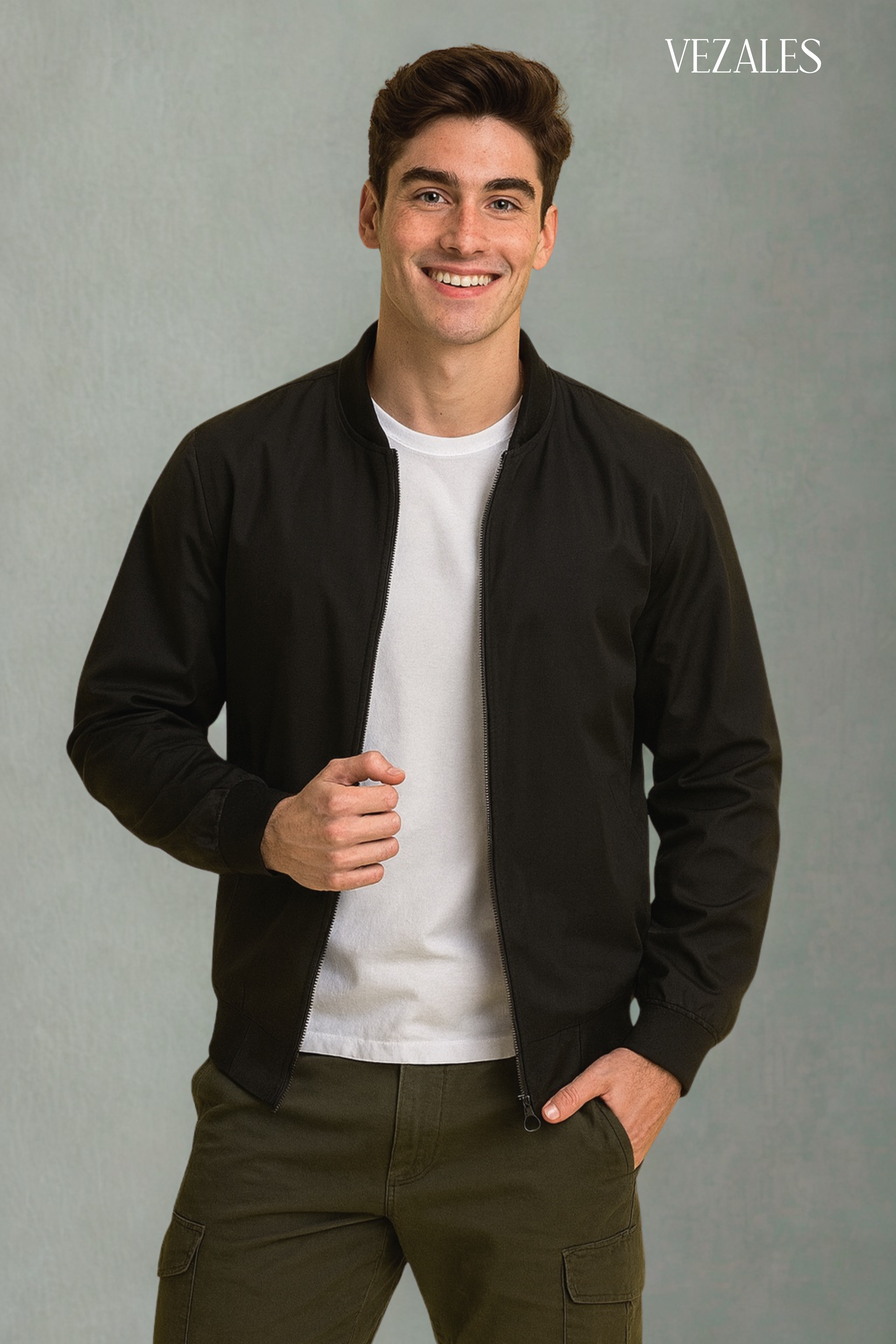 Casaca Negra Estilo Bomber – Vintage & Atemporal