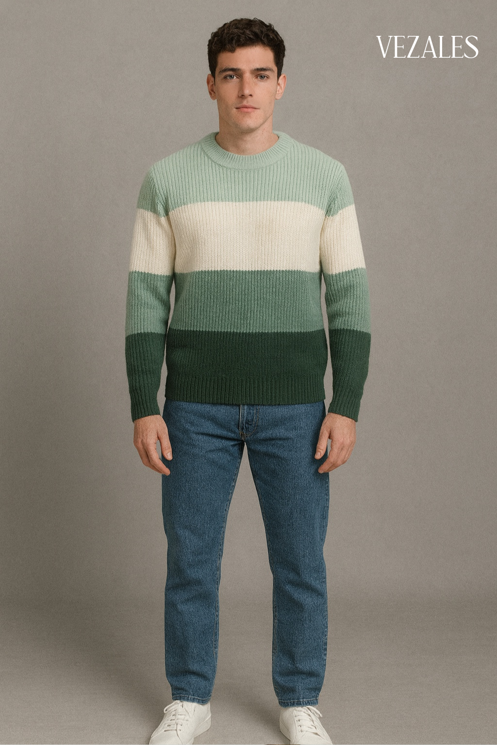 Suéter a rayas verde/blanco oversize