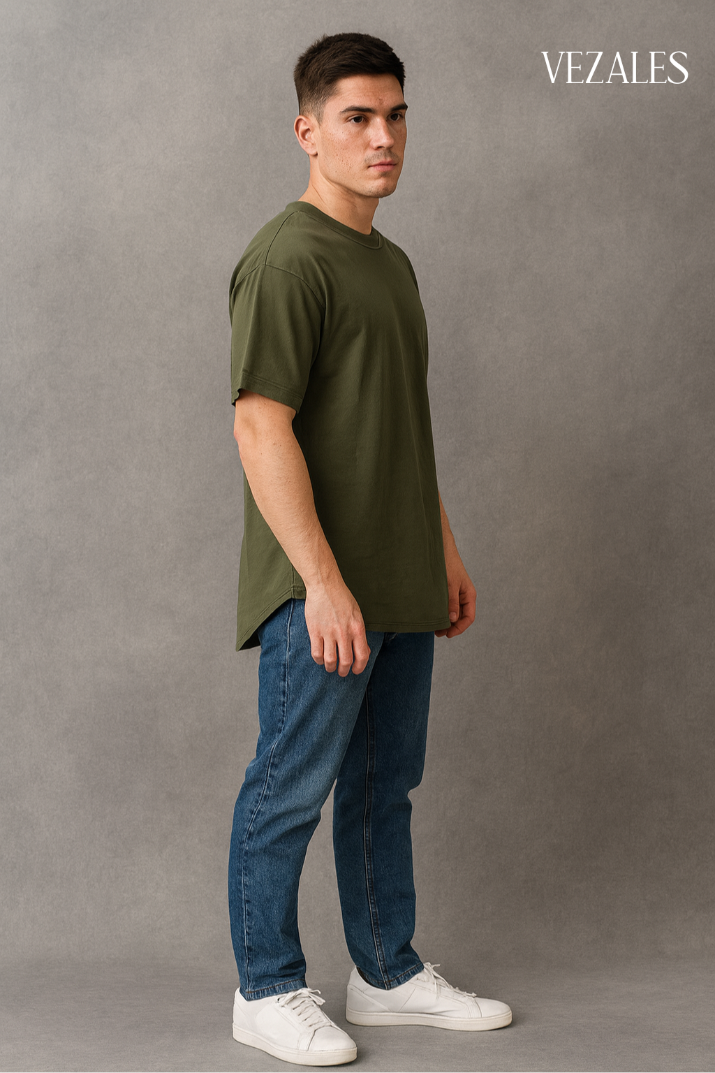 Polo Oversize Verde Oliva Textura Suede