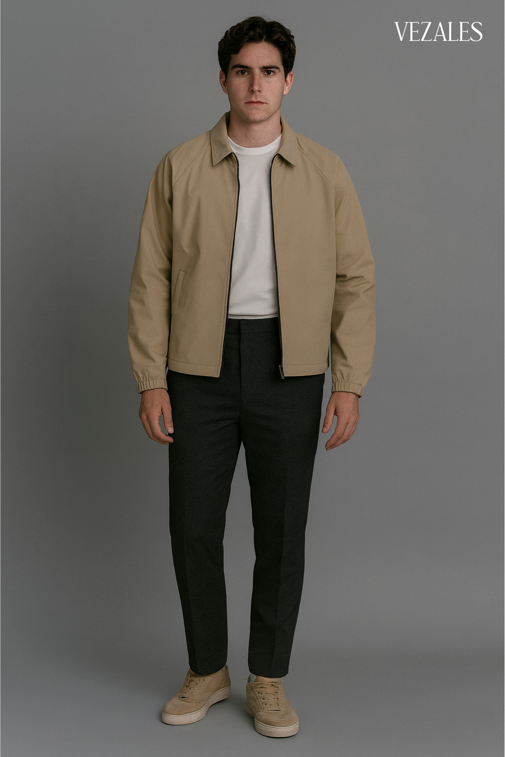 Casaca Beige Clásica para Hombre – Estilo Deportivo y Casual