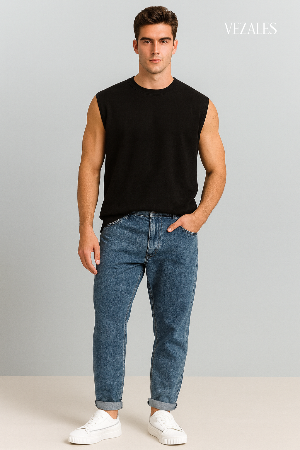 Jean  azul lavado de corte holgado