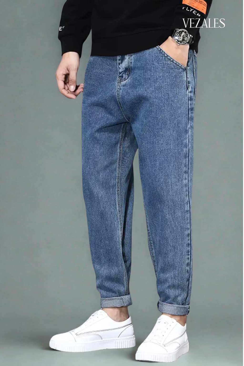 Jean  azul lavado de corte holgado