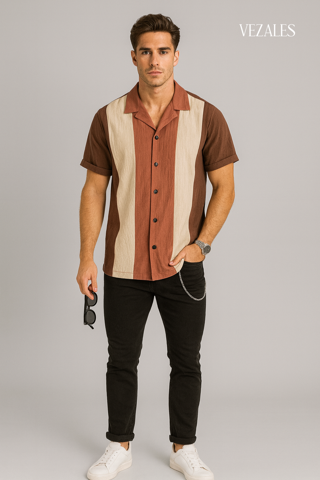 Camisa de verano a bloques 100% algodón